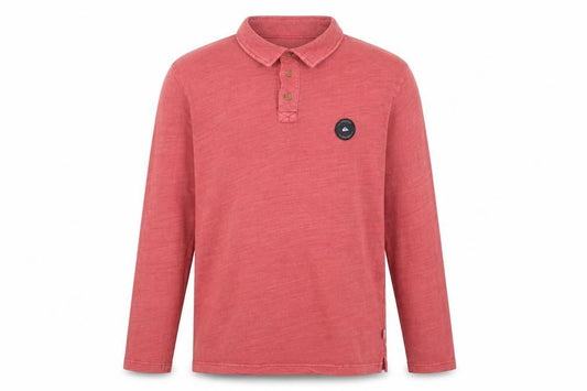 Quiksilver Men's Red Long Sleeve Cotton Polo Shirt Size S