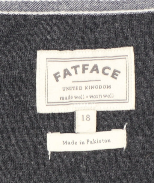 FatFace Womens Grey Embroidered 3/4 Sleeve Jersey T-Shirt Size 18