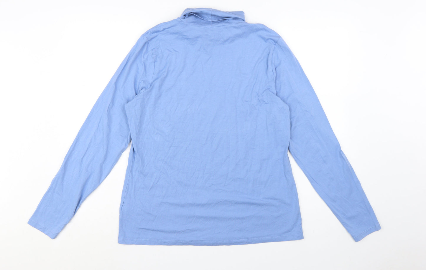 Lands' End Women's Blue Roll Neck Long Sleeve Cotton Top Size L
