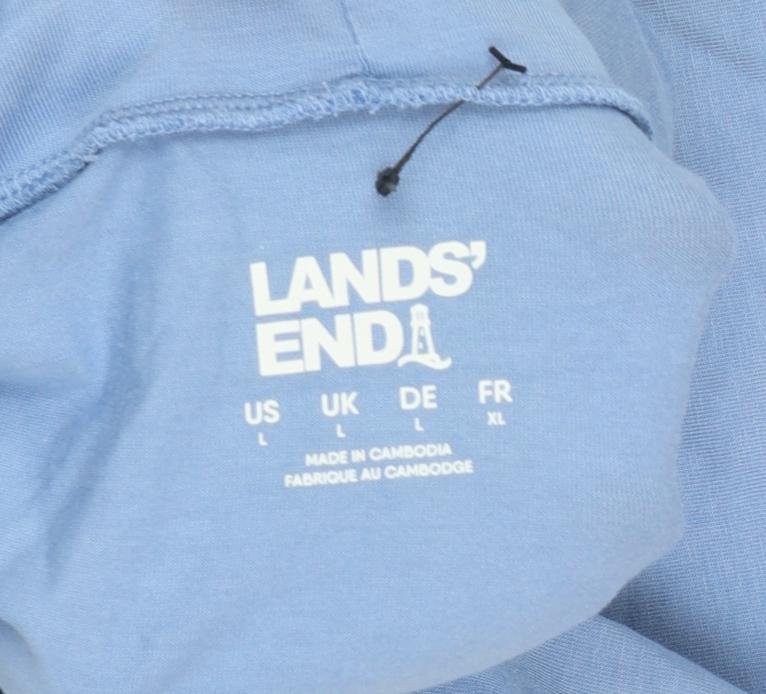 Lands' End Women's Blue Roll Neck Long Sleeve Cotton Top Size L