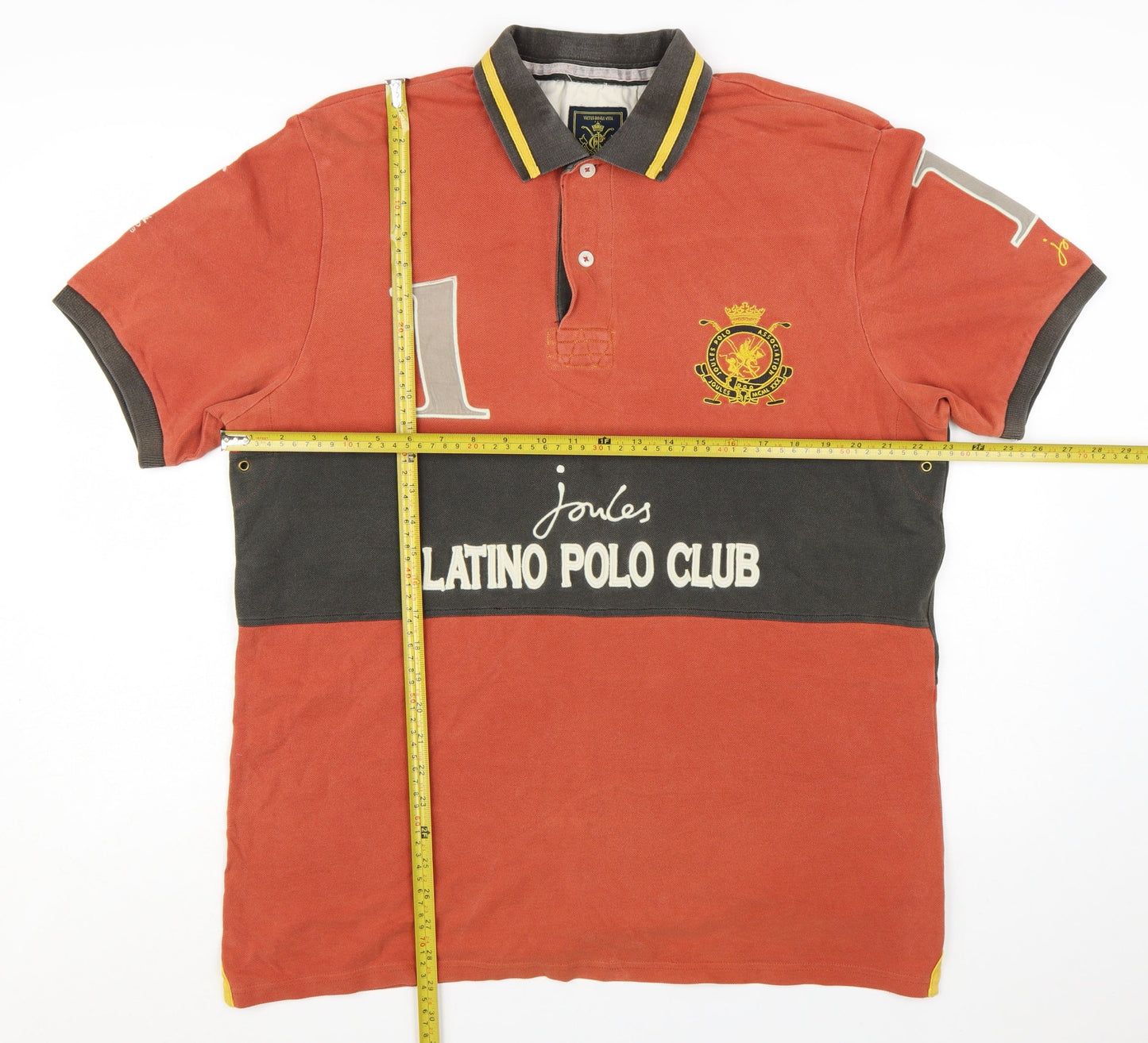 Joules Men's Red & Charcoal Latino Polo Club L Cotton Polo Shirt