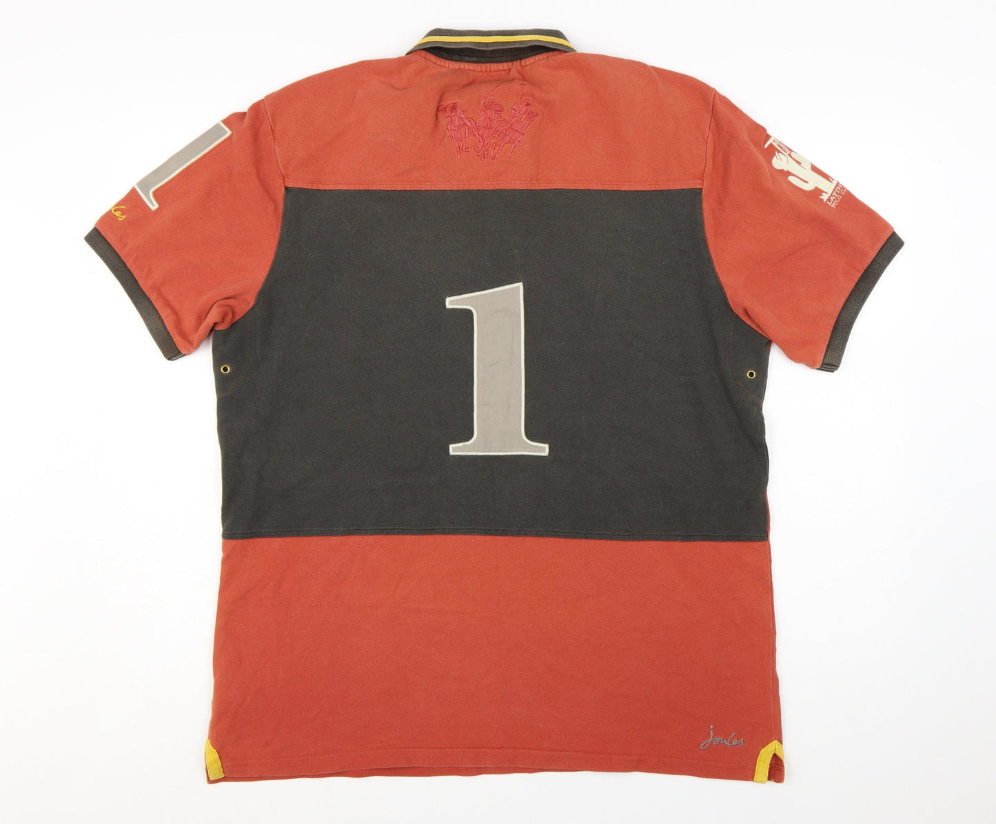 Joules Men's Red & Charcoal Latino Polo Club L Cotton Polo Shirt