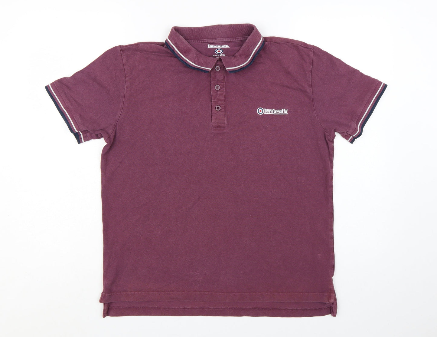 Lambretta Men's Purple Twin Tipped Cotton Polo Shirt Size L