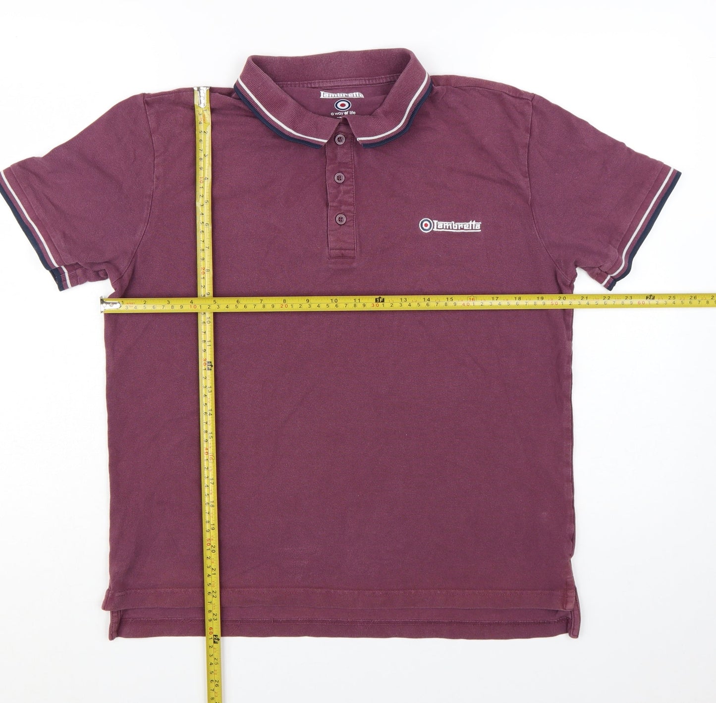 Lambretta Men's Purple Twin Tipped Cotton Polo Shirt Size L