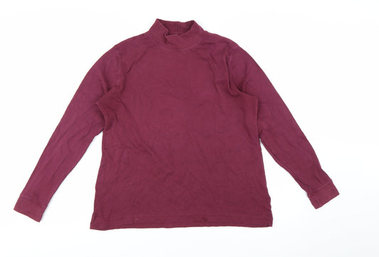 Lands' End Women's Red Roll Neck Long Sleeve Tall Cotton Top Size M