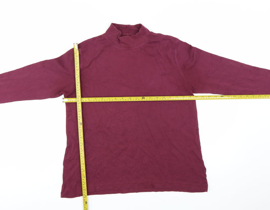 Lands' End Women's Red Roll Neck Long Sleeve Tall Cotton Top Size M