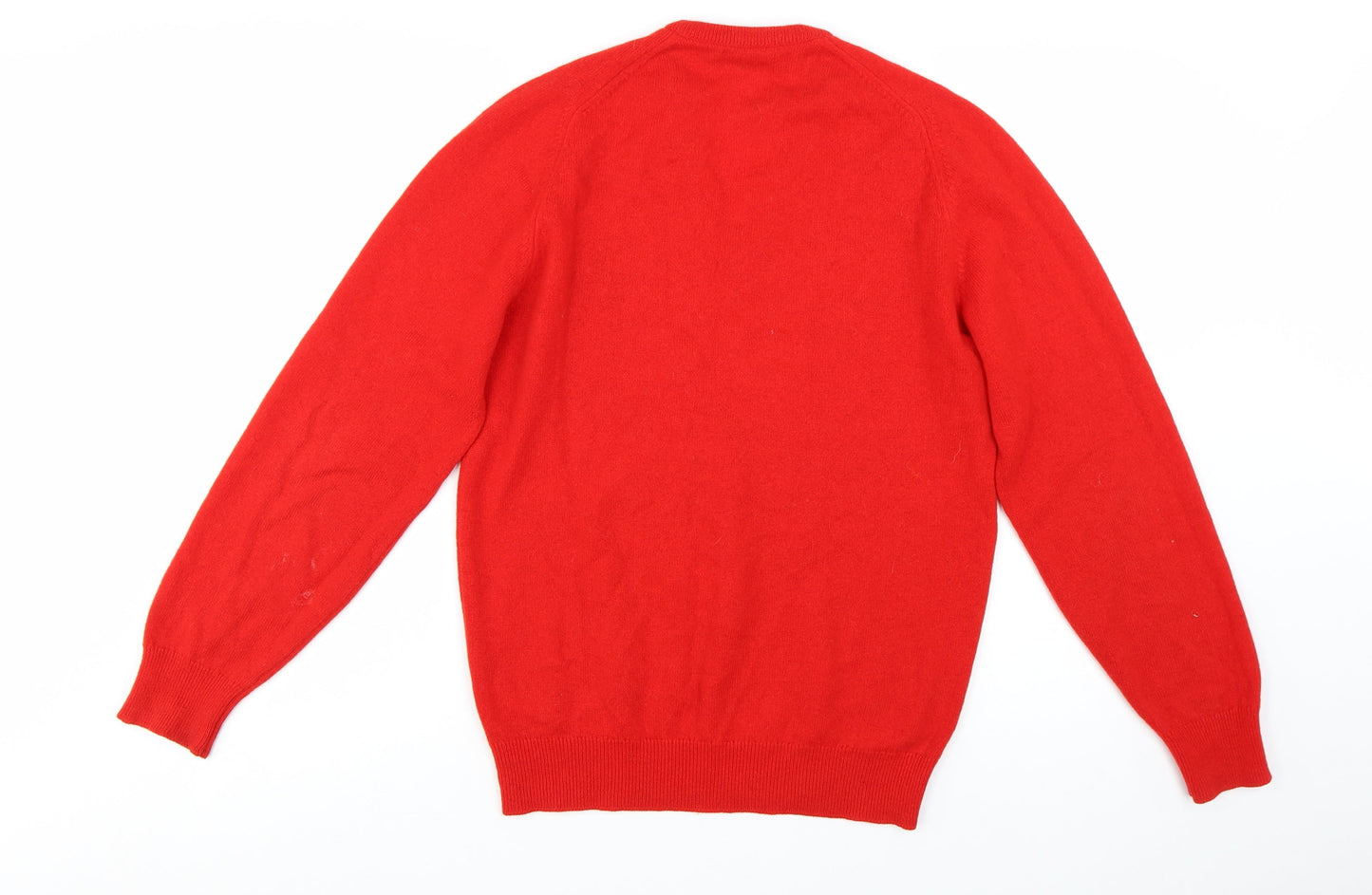 Pringle Men's Red Wool V-Neck Jumper Size M Classic Knitwear
