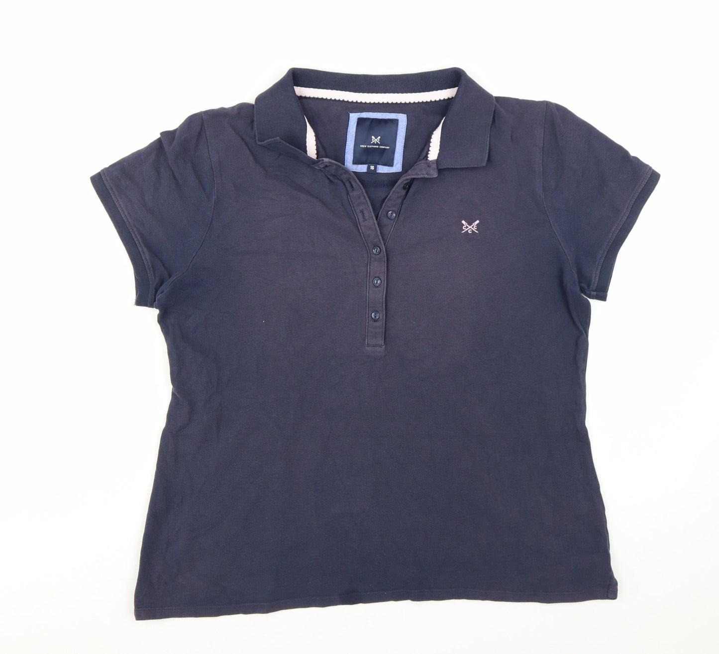 Crew Clothing Company Womens Blue Polo Shirt Size 16 Short Sleeve Cotton