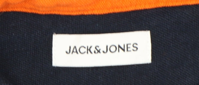 Jack & Jones Men's Blue M Short Sleeve Polo Shirt Cotton