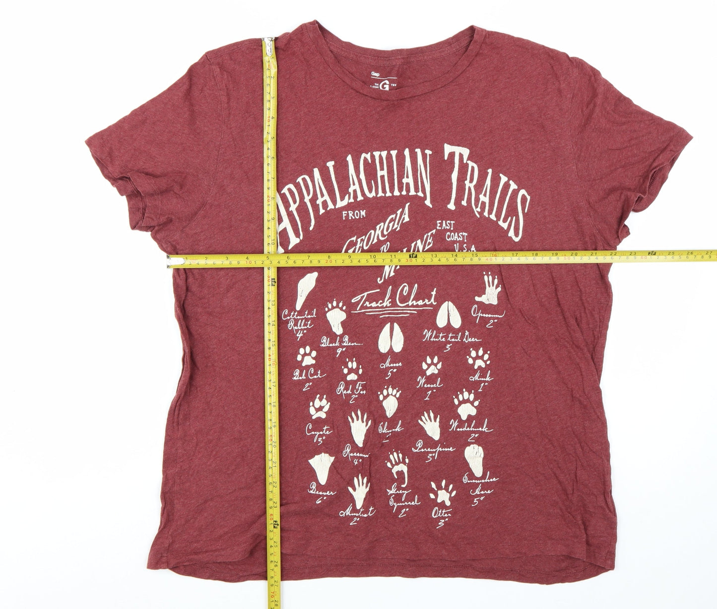 Gap Men's Red Appalachian Trails Graphic T-Shirt XL Cotton
