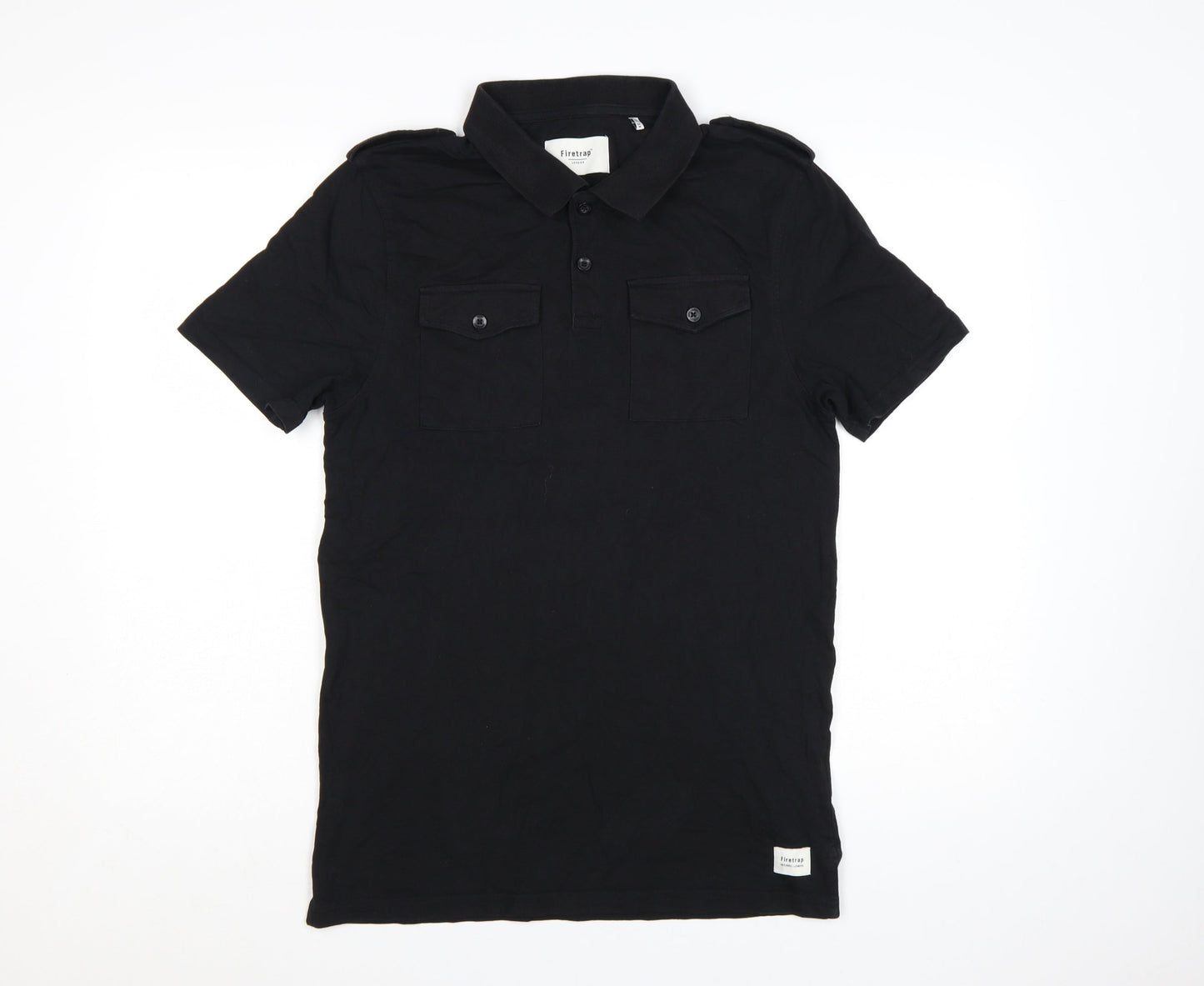 Firetrap Mens Black Cotton Short Sleeve Polo Shirt M
