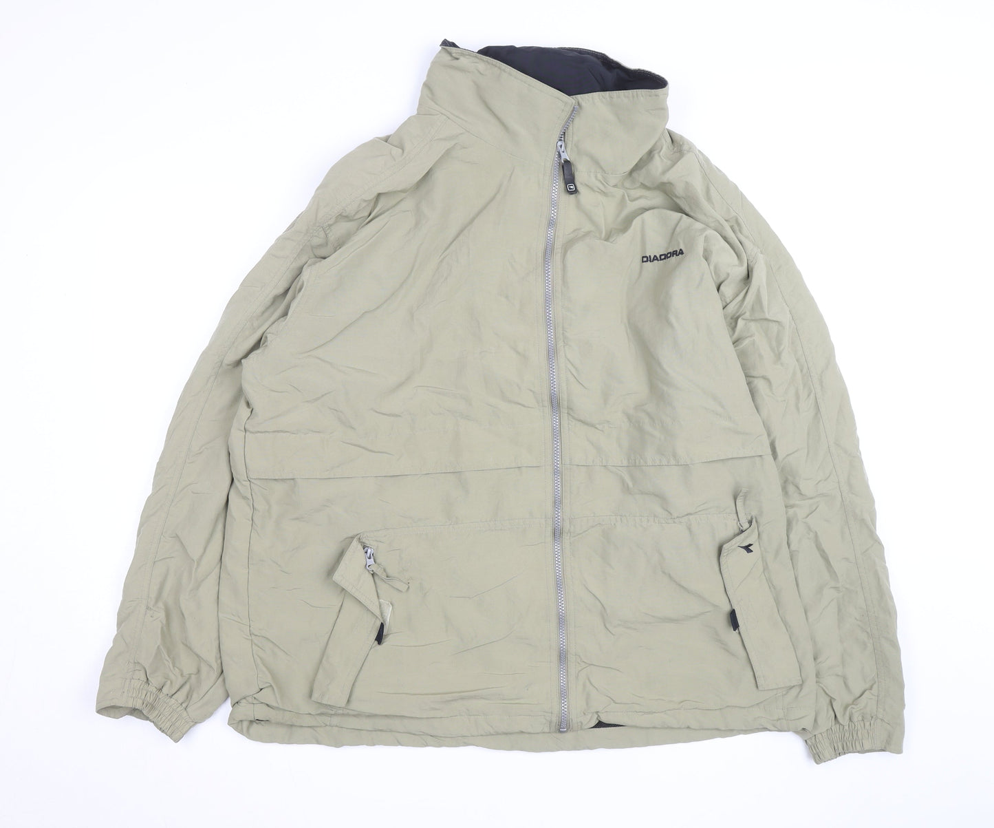 Diadora Men's Beige XL Windbreaker Jacket Full Zip Casual Outdoor