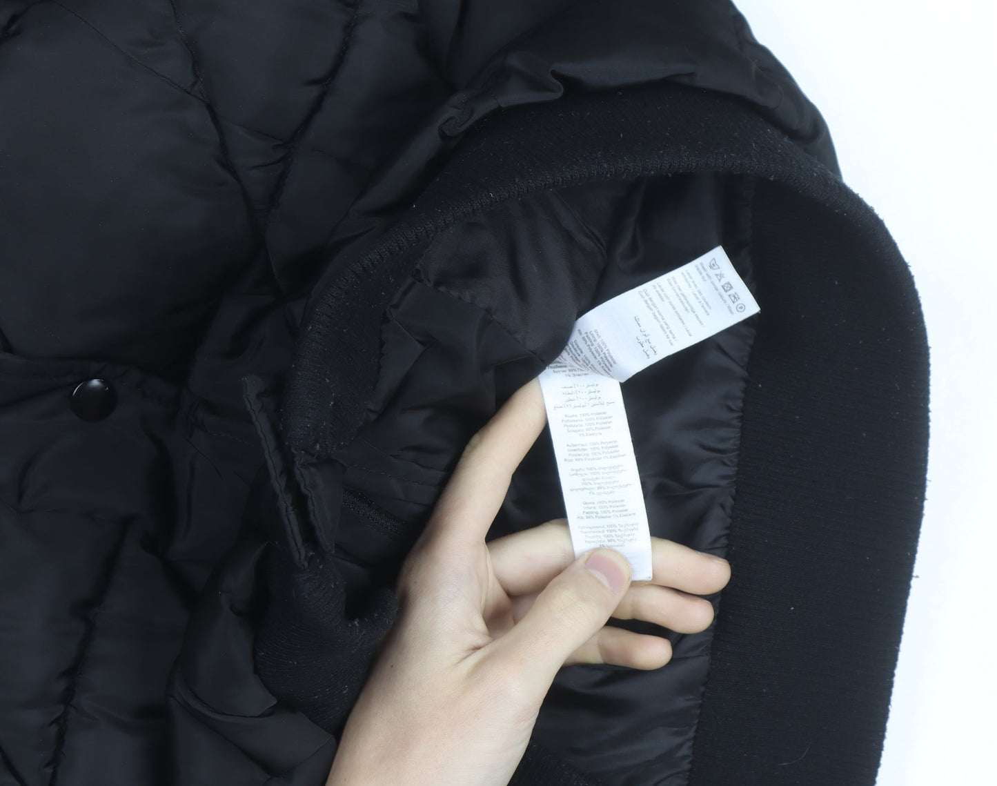 New Look Boys Black Hooded Puffer Jacket 15-16 Years Winter Quilted Coat