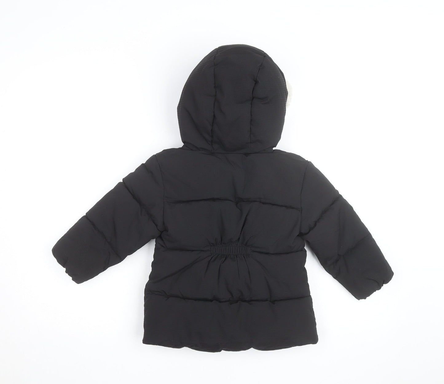 Mango Girls Black Hooded Puffer Jacket 3-4 Years Winter Quilted Coat