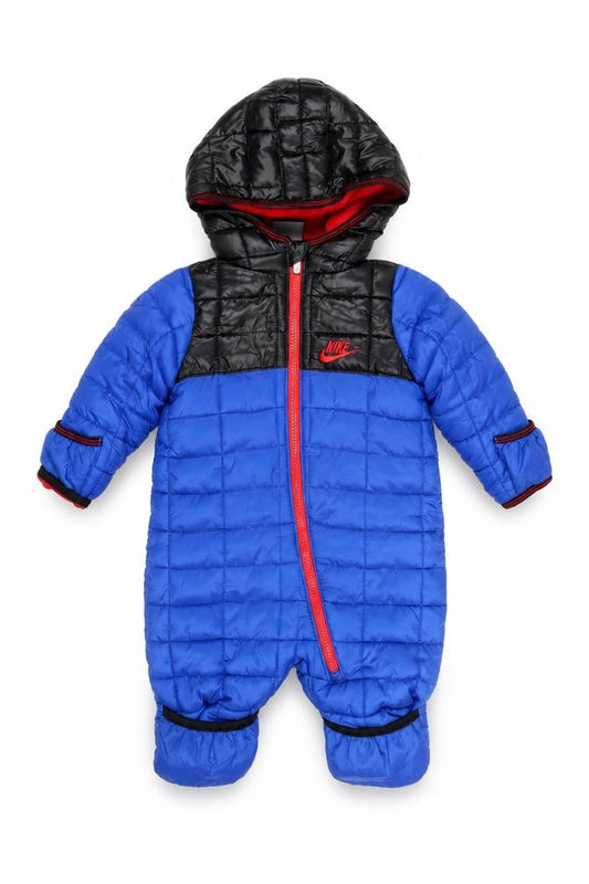 Nike Unisex Baby Blue Puffer Snowsuit 0-3 Months Hooded Winter Suit