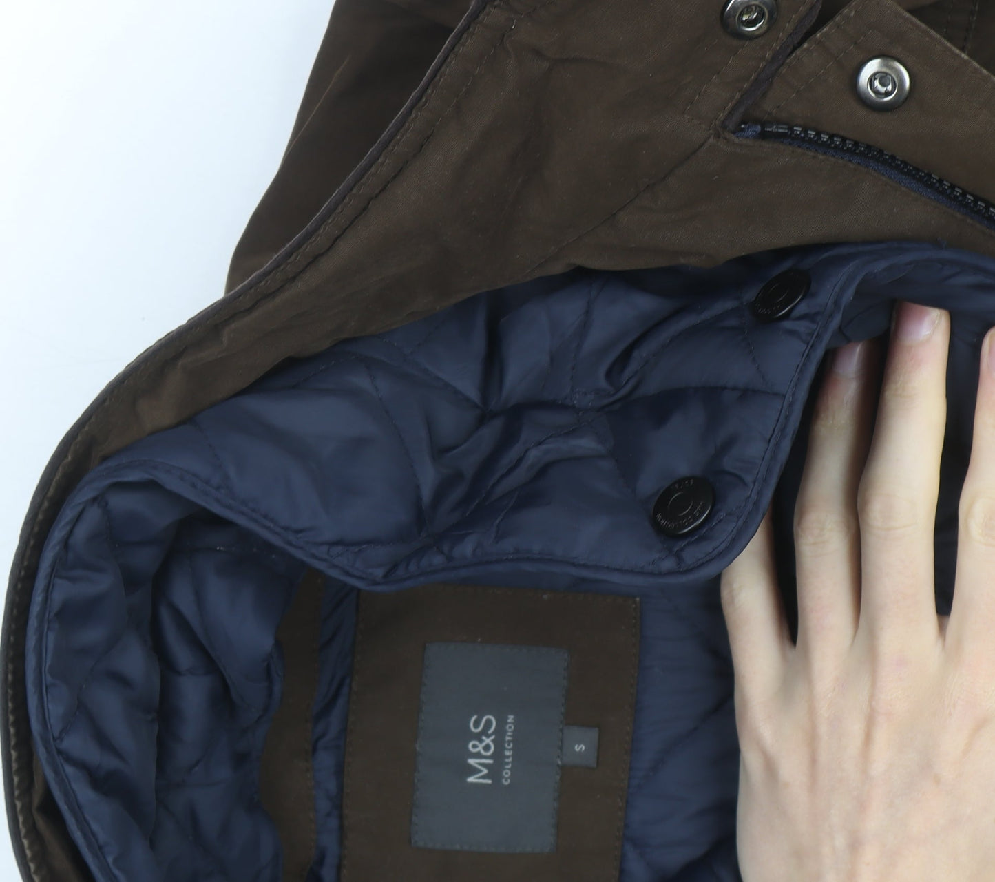 Marks and Spencer Men's Brown Parka Jacket S Regular Fit Lined