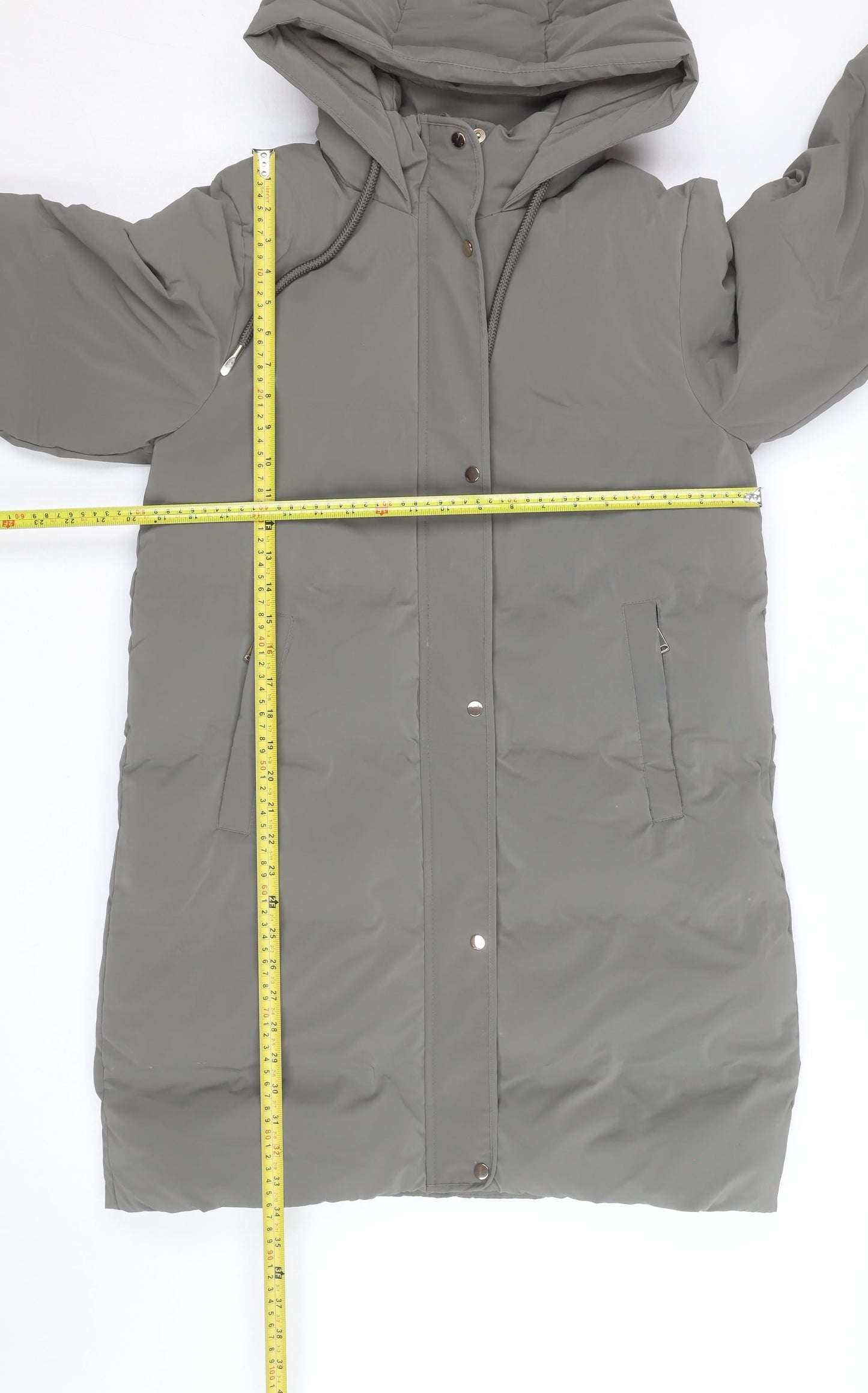 ZARA Men Grey Long Puffer Coat Hooded Lined Winter Size L