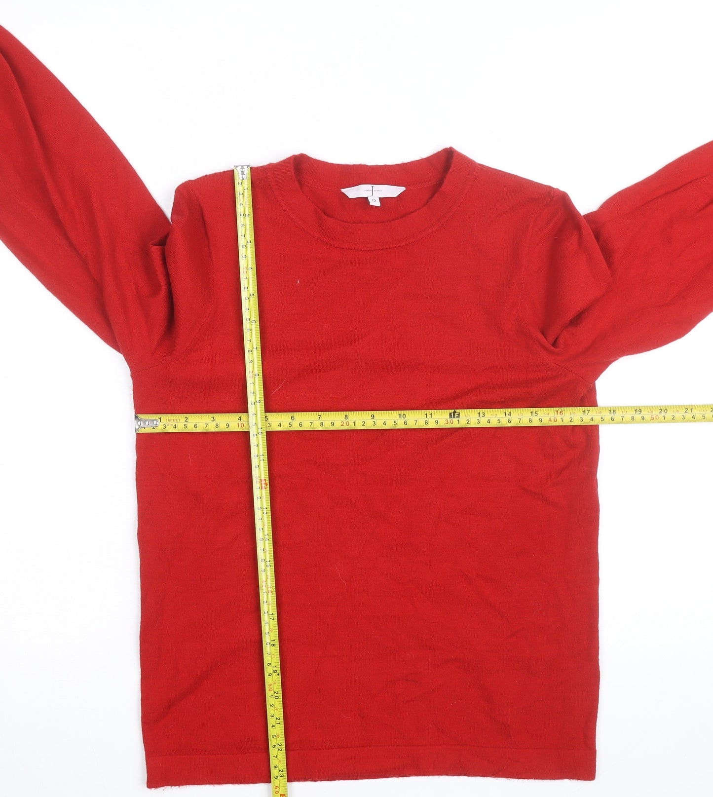 Jasper Conran Women's Red Cashmere Crew Neck Jumper Size 12