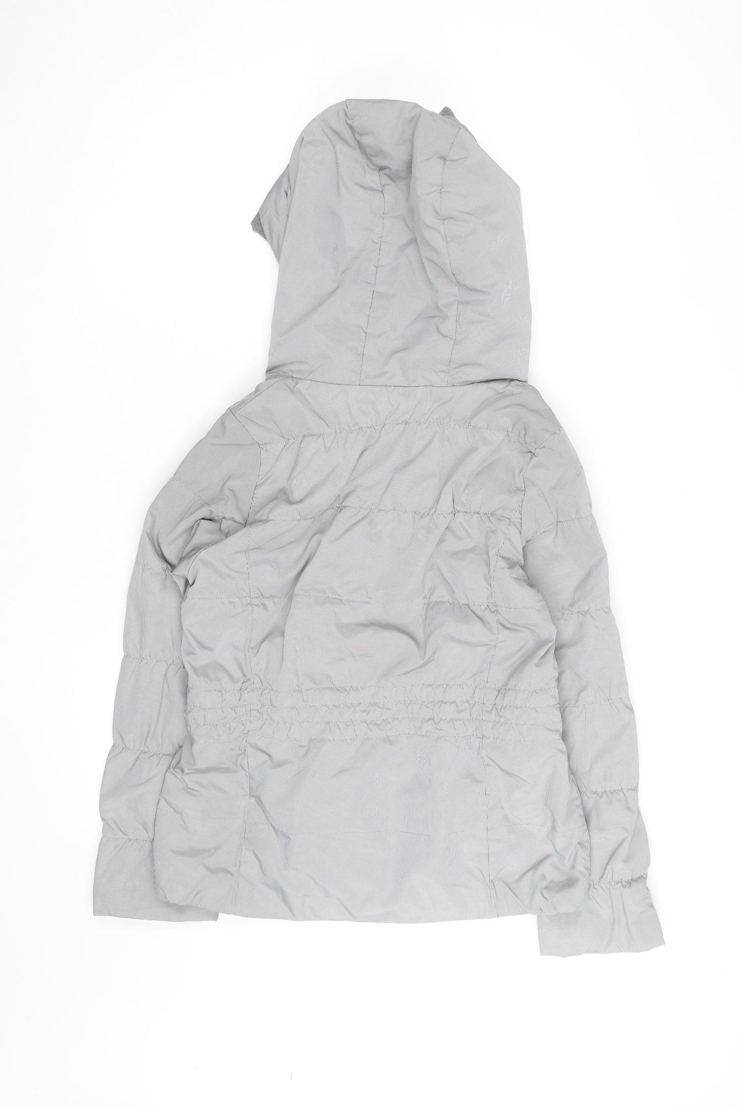 YESGODA Women's Grey Check Hooded Puffer Jacket Size M