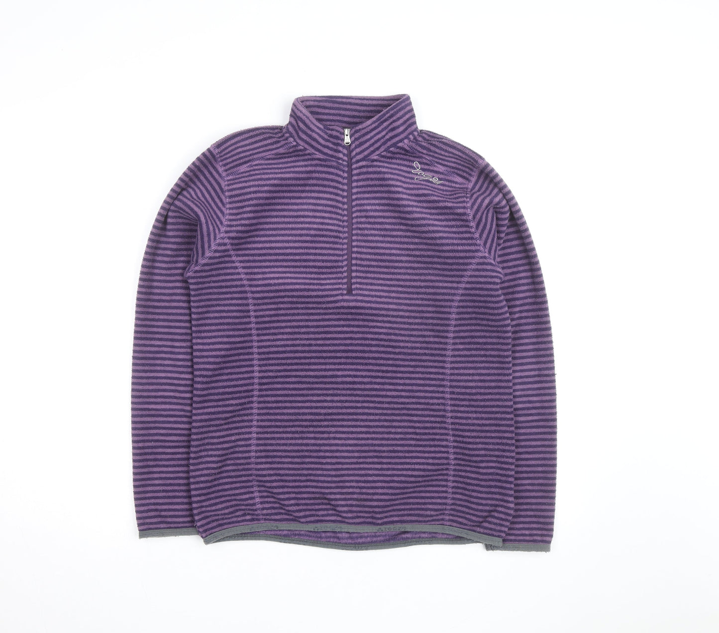 TOG24 Women Purple Striped Fleece Half Zip Pullover Sweatshirt Size 10-12
