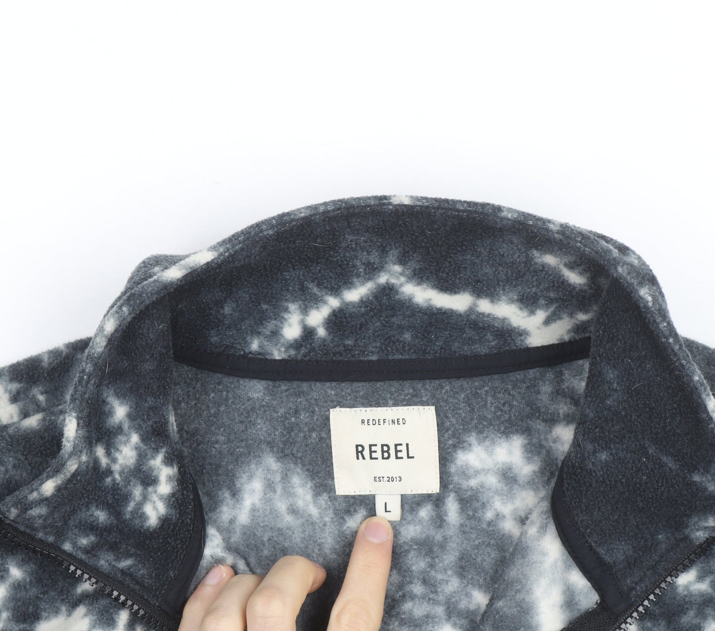 Redefined Rebel Men’s Black Tie Dye Fleece Zip Jacket L