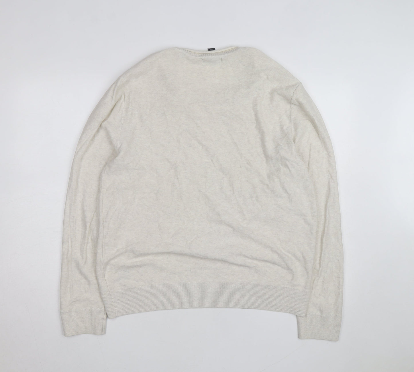 GAP Mens Beige Cotton Wool Crew Neck Pullover Jumper Size L