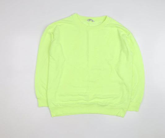 Next Women’s Neon Yellow Cotton Pullover Sweatshirt Size 14