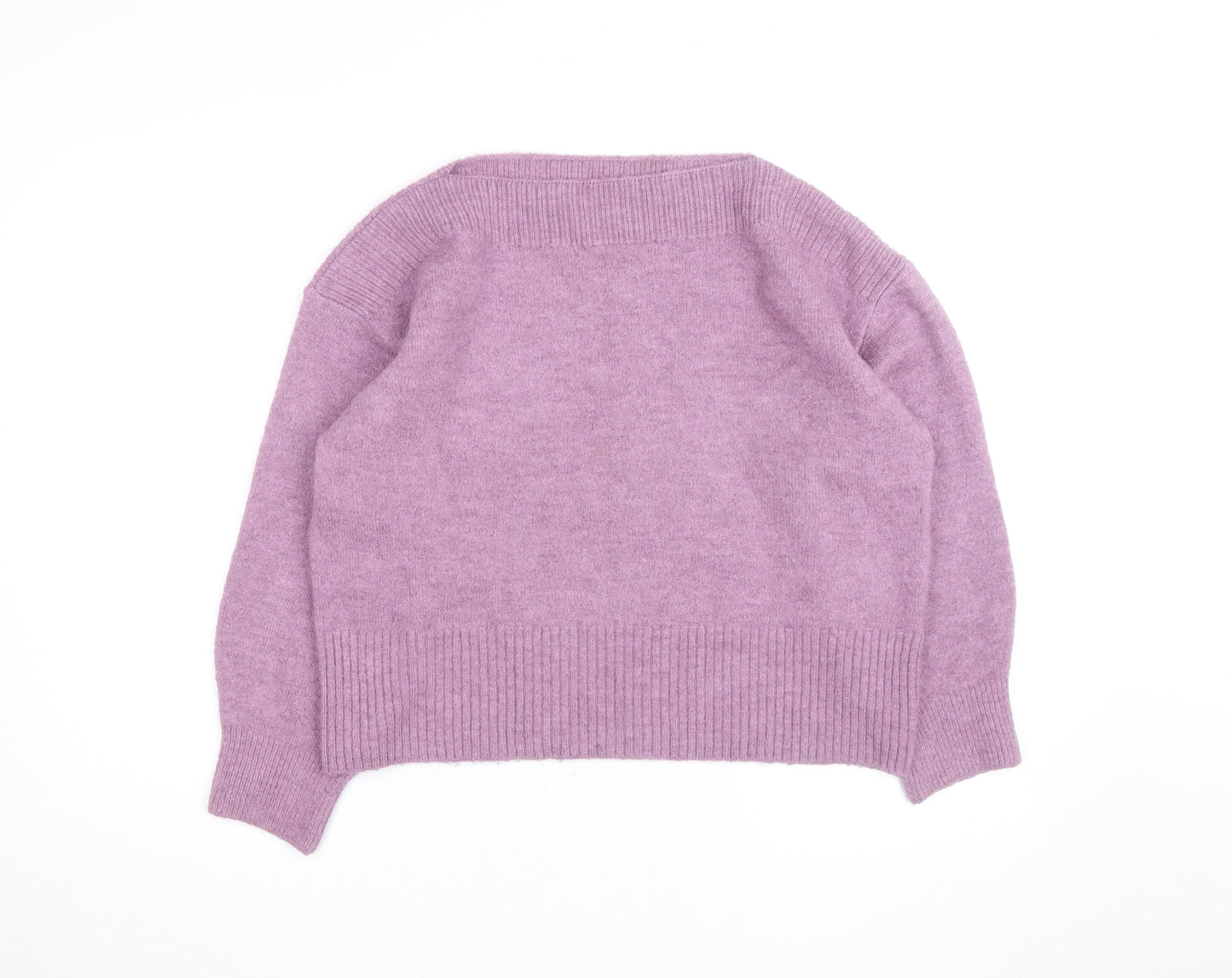 Marks and Spencer Women Purple Wool Blend Crew Neck Jumper L