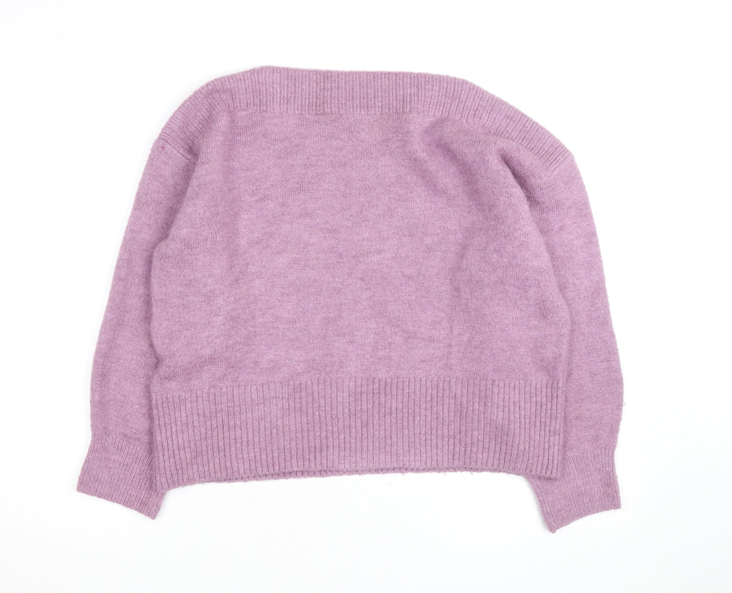 Marks and Spencer Women Purple Wool Blend Crew Neck Jumper L
