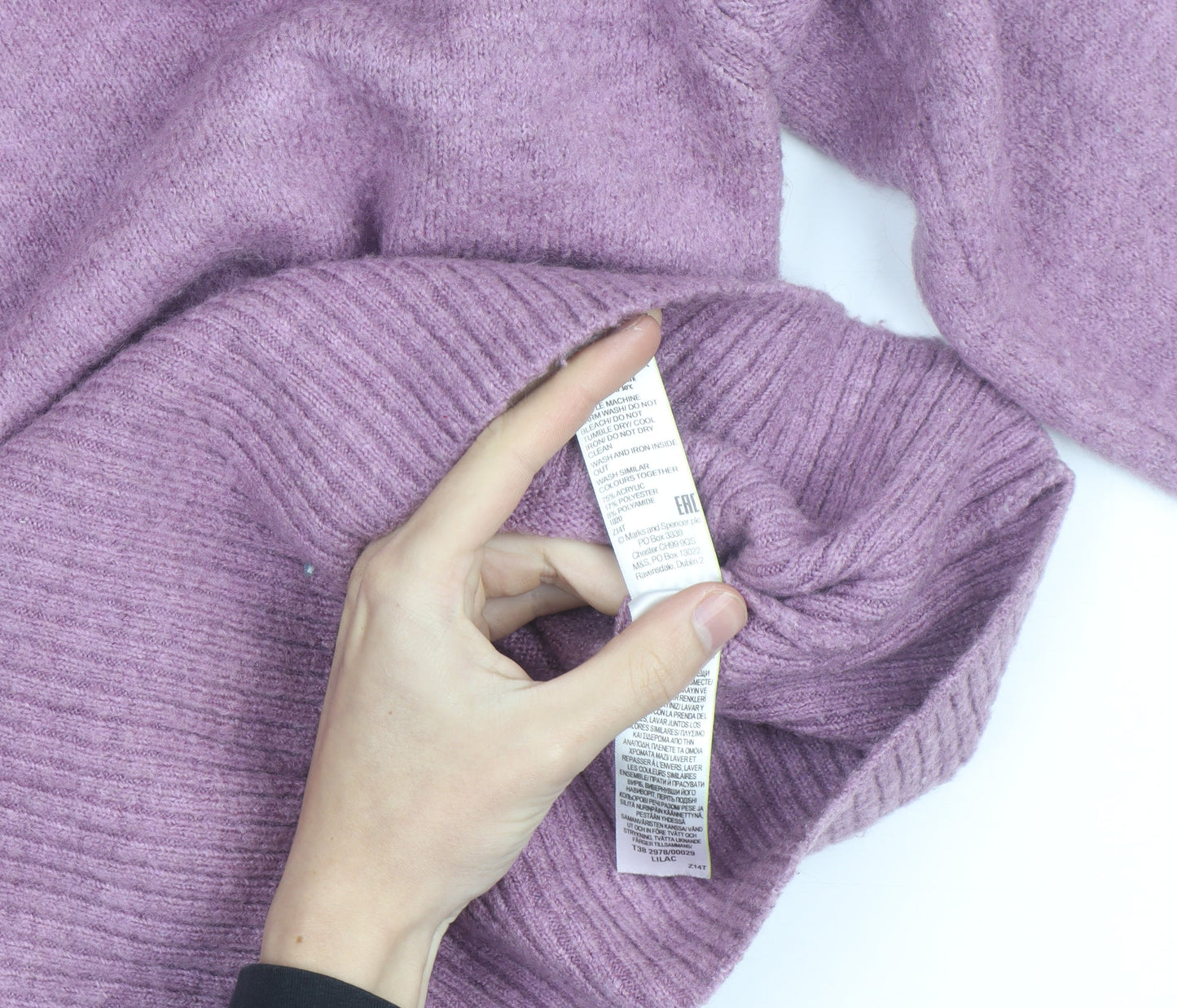 Marks and Spencer Women Purple Wool Blend Crew Neck Jumper L