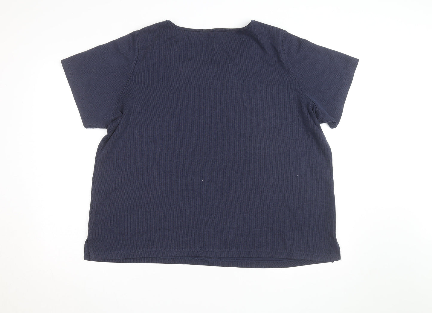 Bonmarche Women’s Blue Embroidered Scoop Neck Cotton Knit Jumper XL