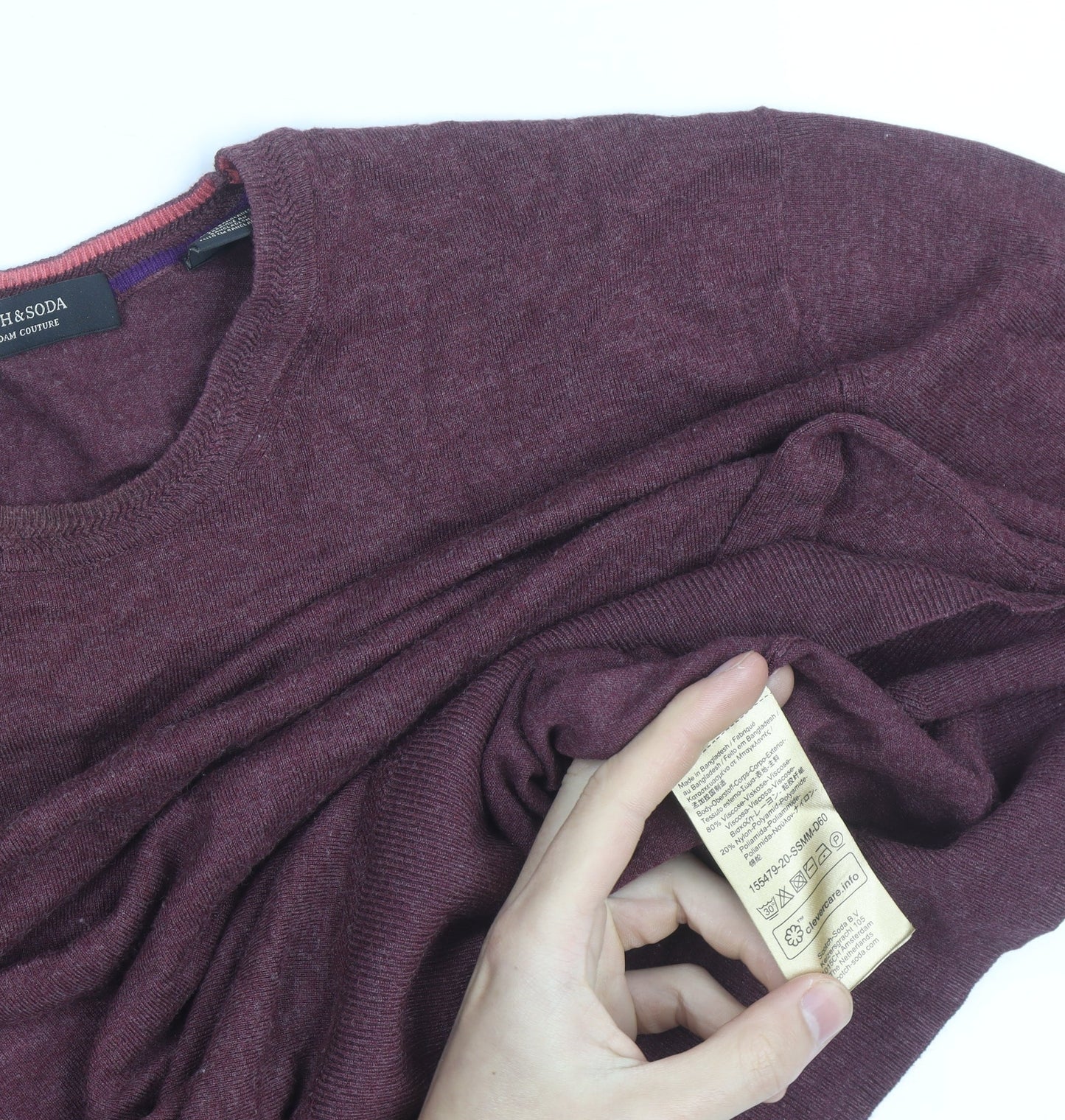 Scotch & Soda Men’s Red Cotton Cashmere Crew Neck Jumper Size M