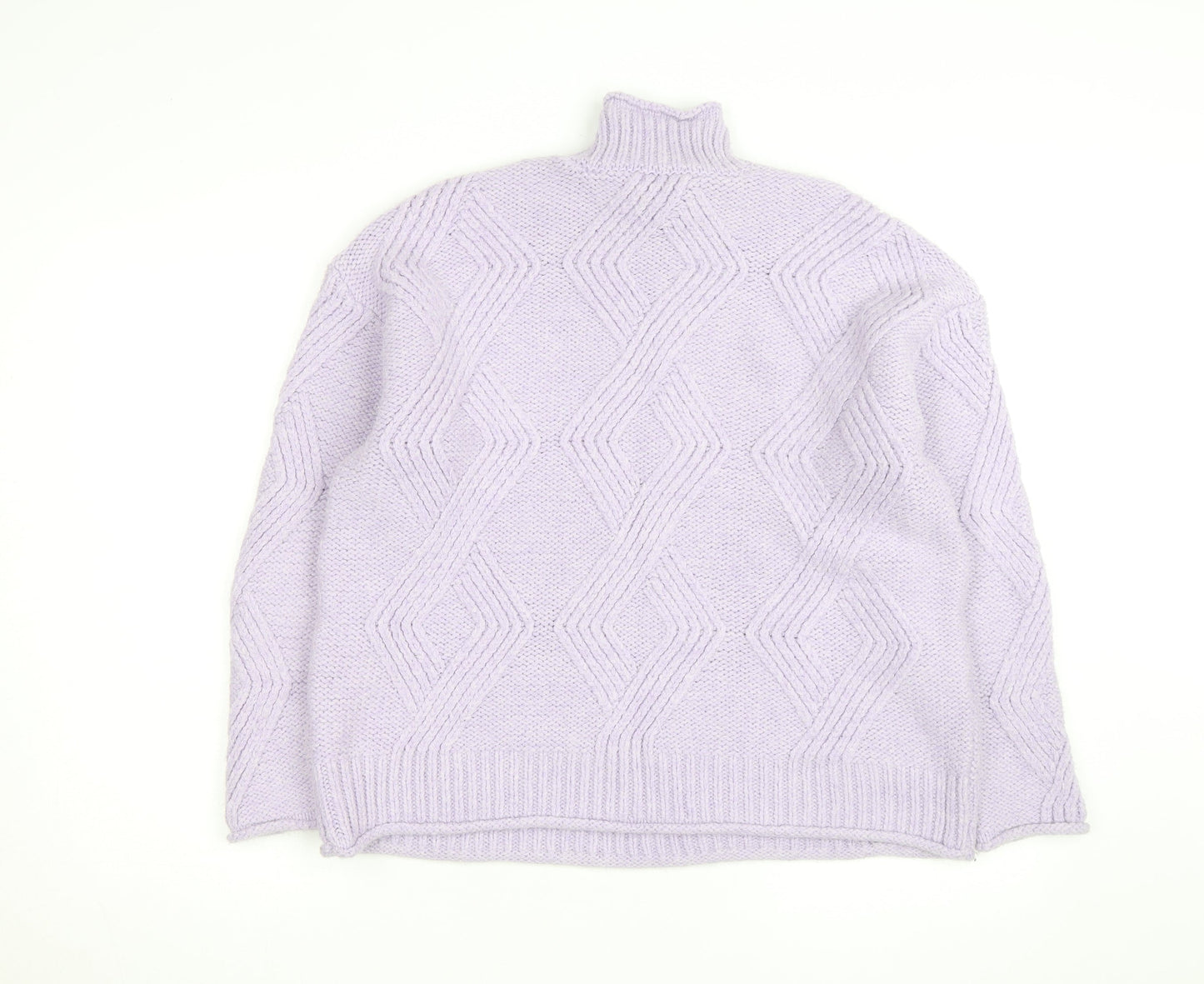 Marks and Spencer Women’s Lilac Chunky Knit Mock Neck Jumper M