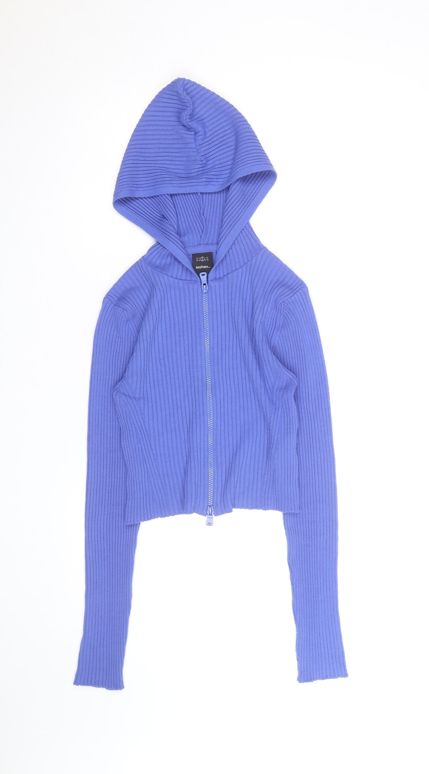 Iets Frans Women’s Blue Full Zip Ribbed Hoodie Size M
