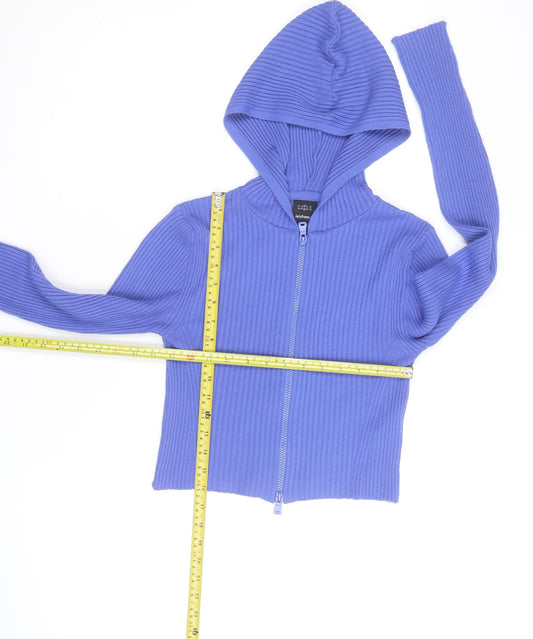 Iets Frans Women’s Blue Full Zip Ribbed Hoodie Size M
