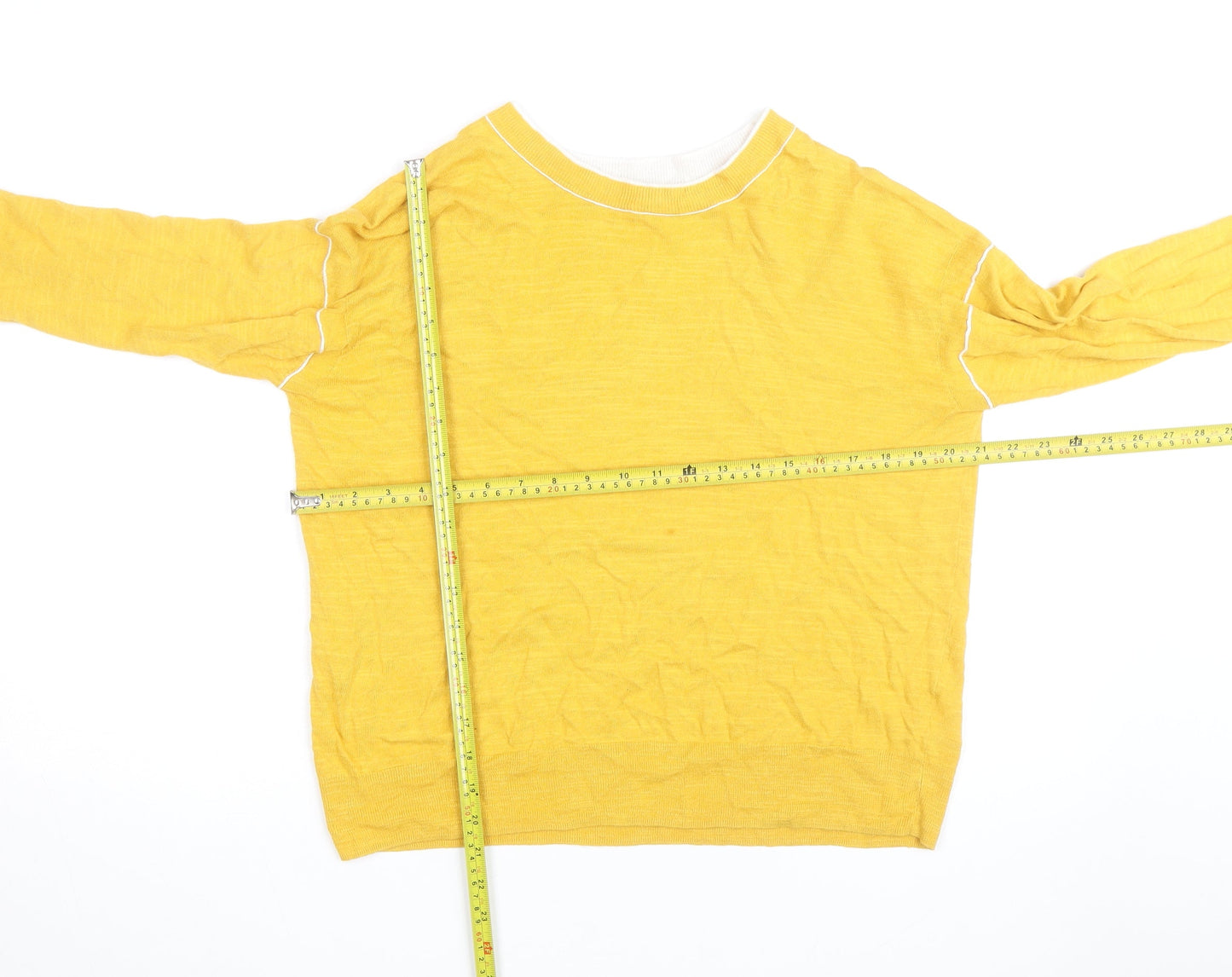 Jigsaw Women's Yellow Cotton Cashmere Pullover Jumper Size S