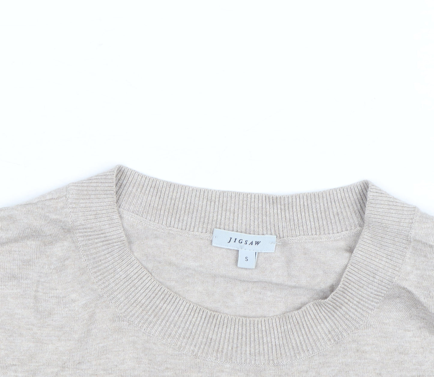Jigsaw Men's Beige Crew Neck Knit Jumper Size S Lightweight Classic