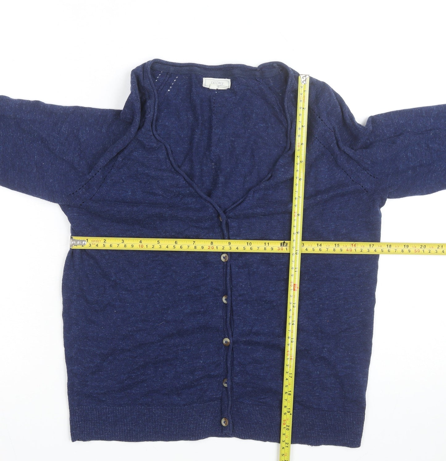Fat Face Women's Blue Linen Cotton V-Neck Cardigan Size 12