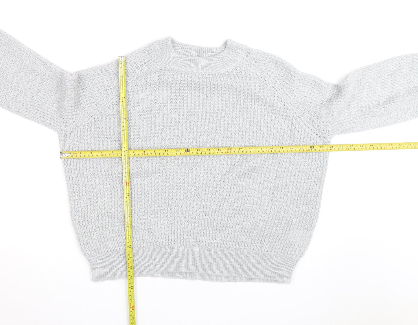 Oliver Bonas Women’s Grey Chunky-Knit Wool Blend Jumper Size 14