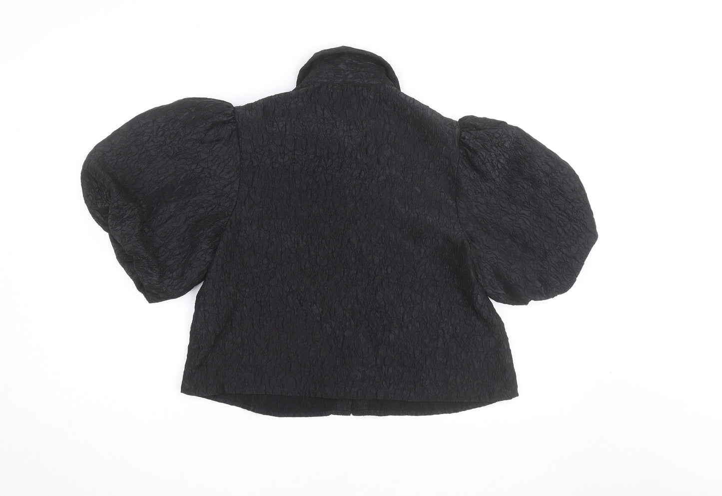 New Look Women's Black Cropped Puff Sleeve Blouse Size 12