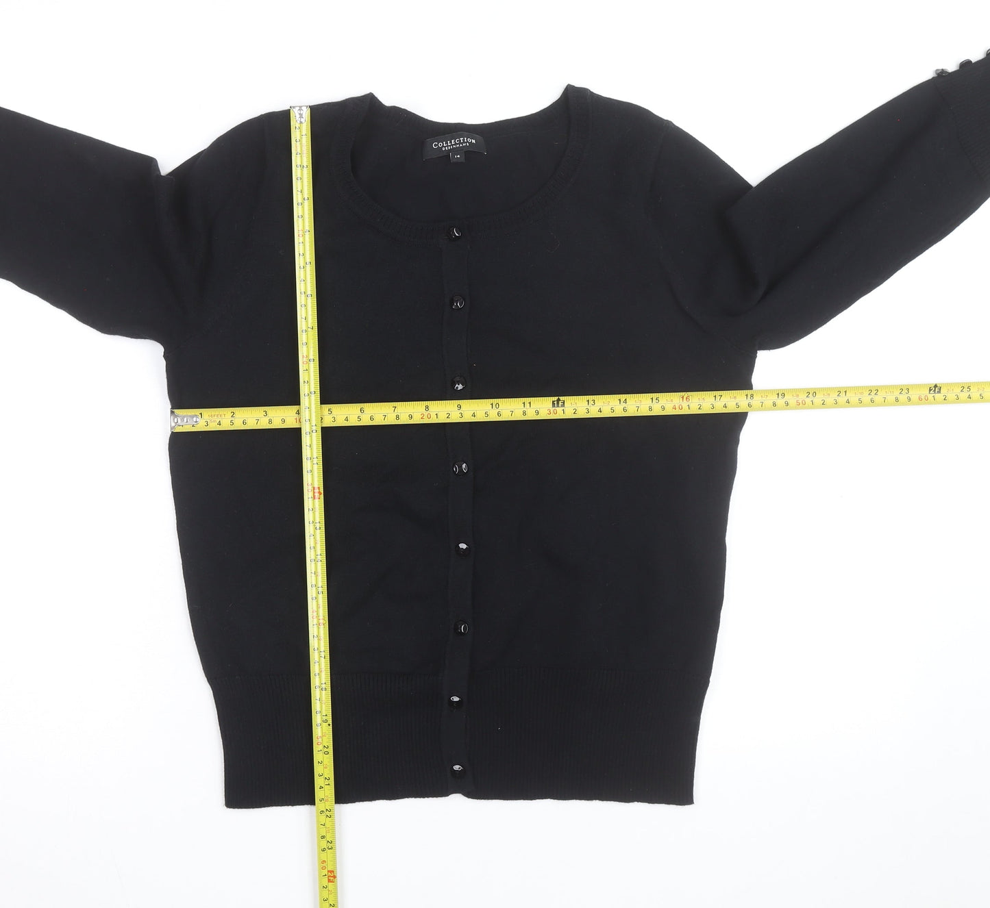 Debenhams Women's Black Size 14 Cotton Blend Crew Neck Cardigan