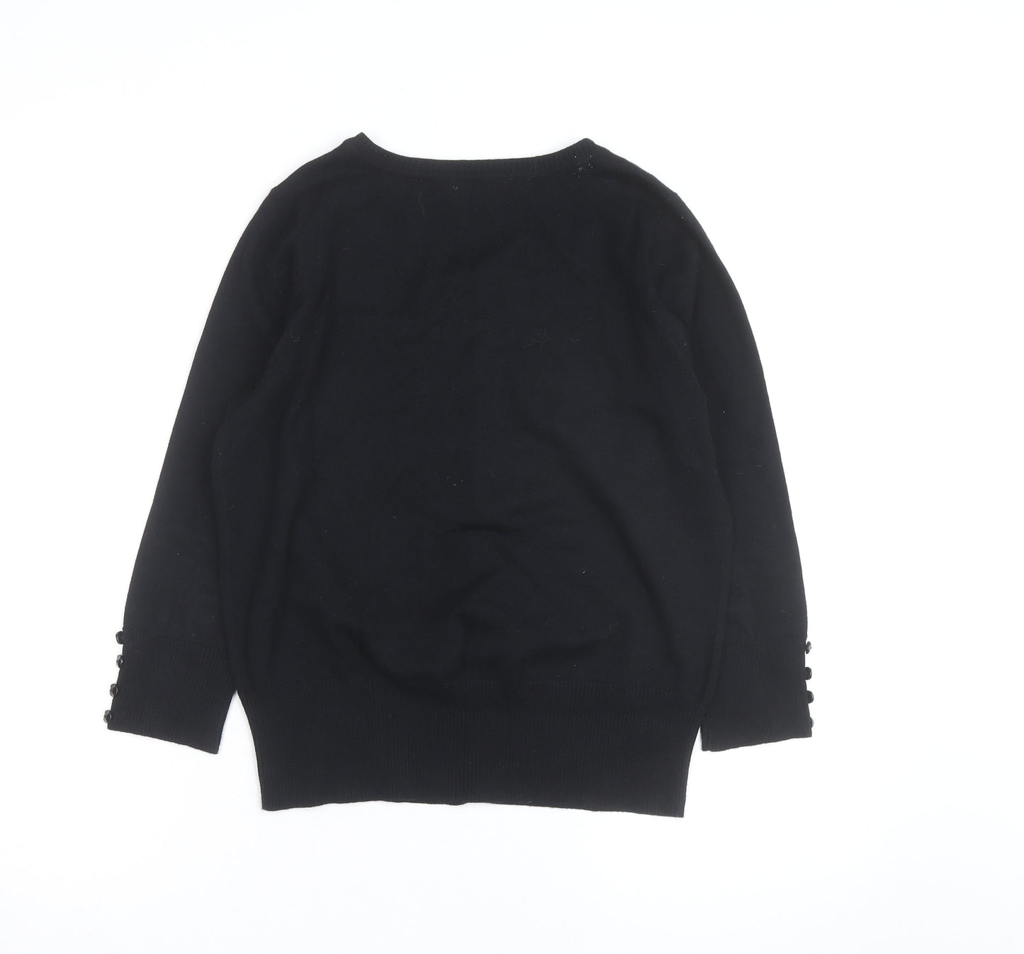 Debenhams Women's Black Size 14 Cotton Blend Crew Neck Cardigan
