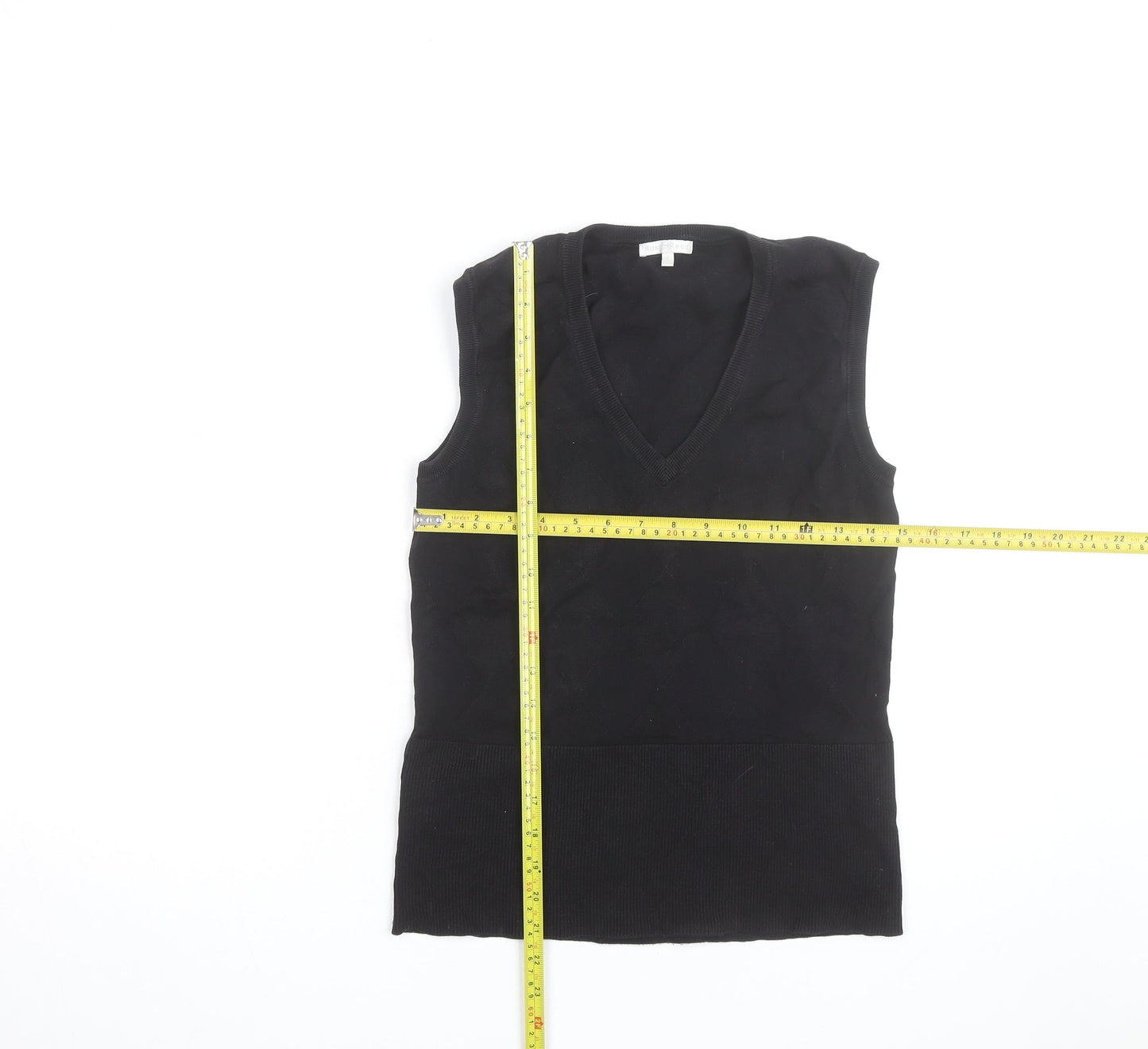 Austin Reed Men's Black Cotton Argyle Sleeveless V-Neck Vest S
