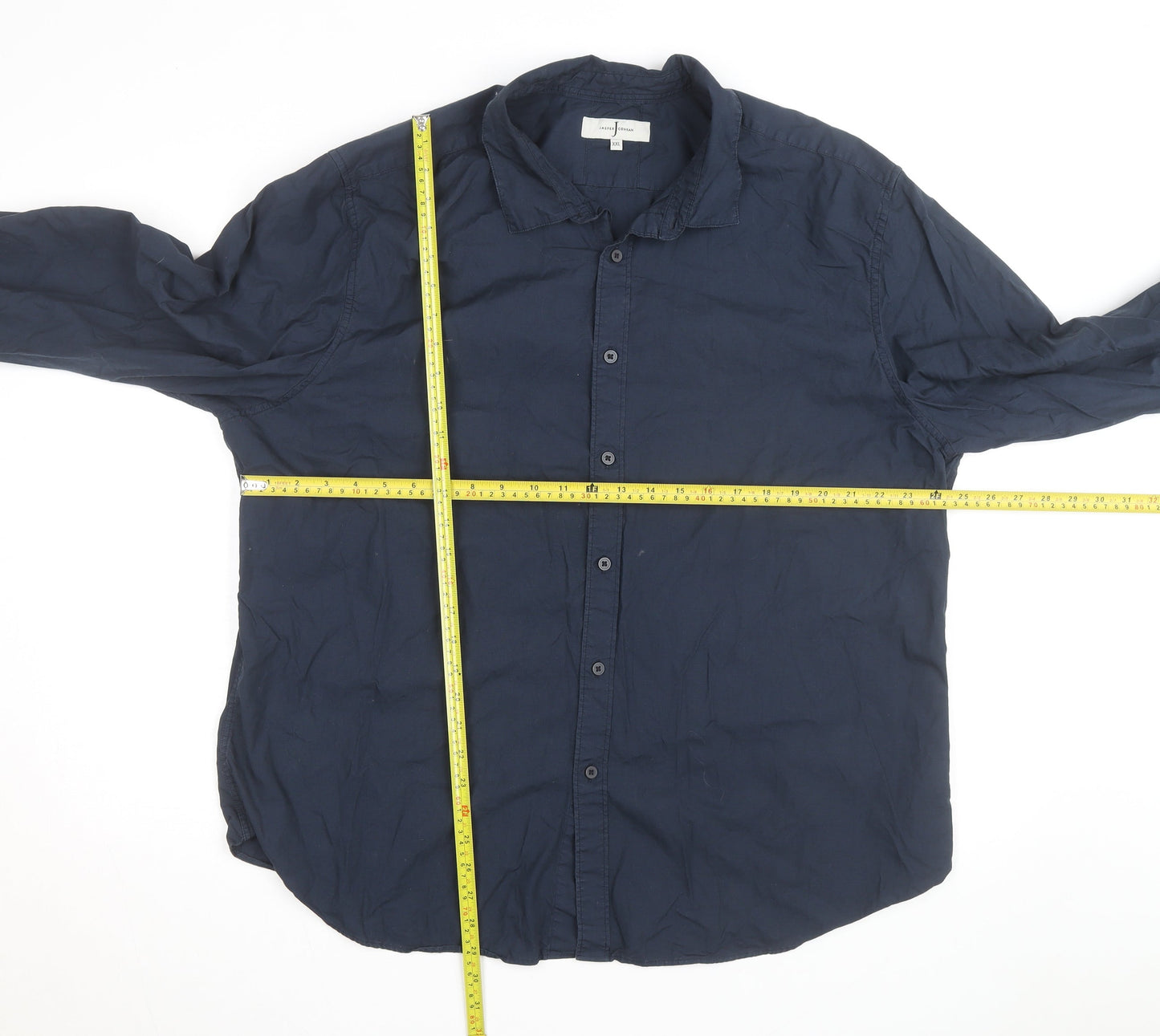 Jasper Conran Men's Navy Cotton Long Sleeve Button-Up Shirt XXL