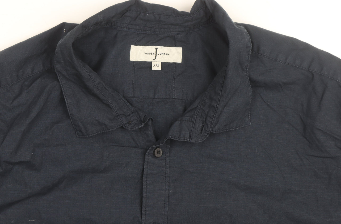 Jasper Conran Men's Navy Cotton Long Sleeve Button-Up Shirt XXL