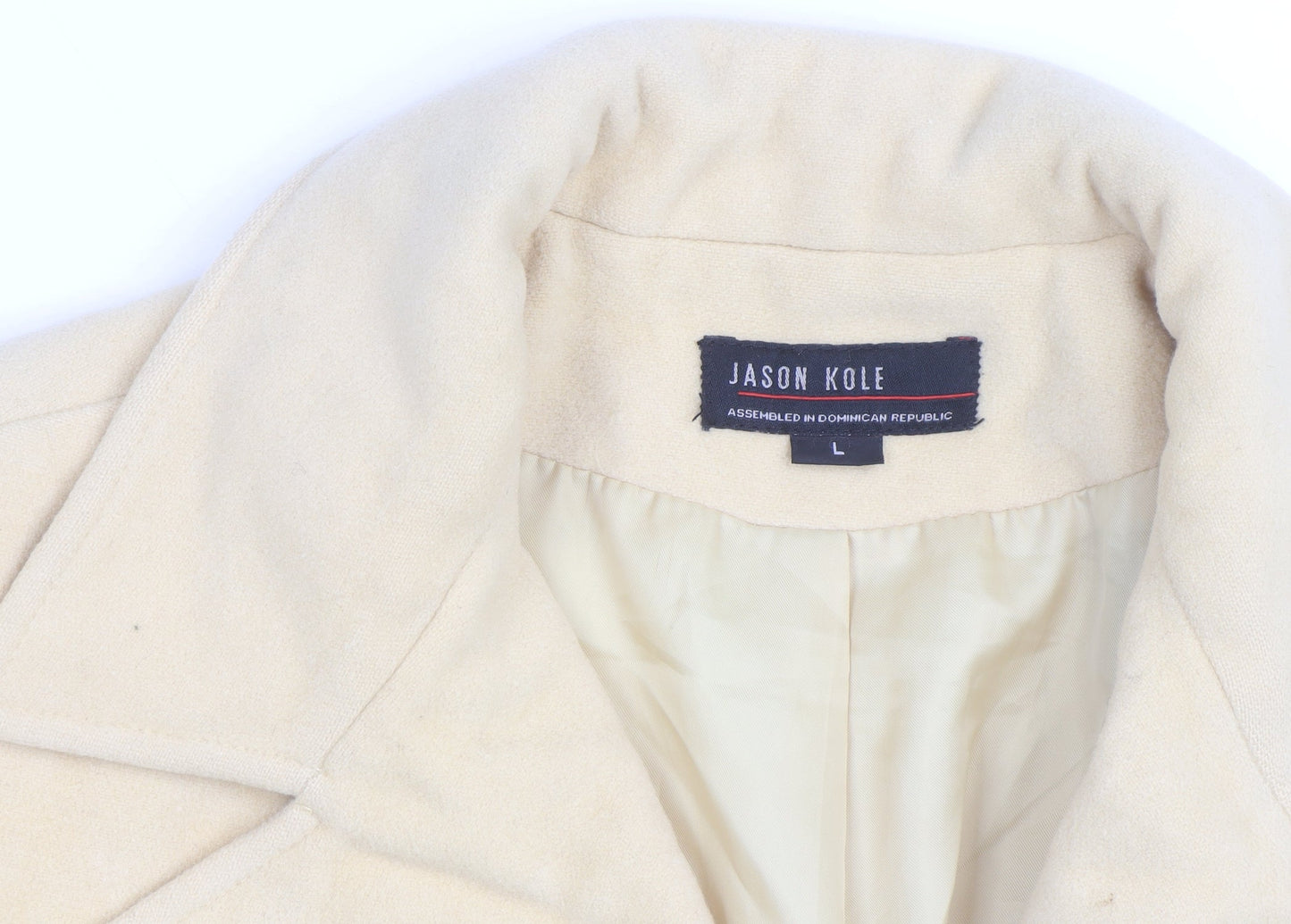 Jason Kole Women's Beige Wool Blend Pea Coat L 12/14 Classic Mid-Length
