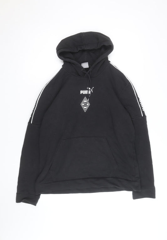 Puma Men's Black Medium Pullover Hoodie with Logo Sports Style
