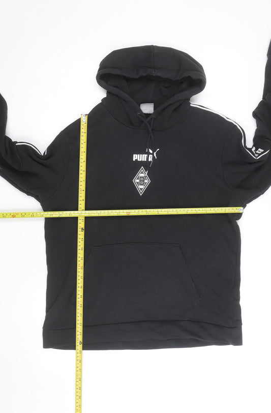 Puma Men's Black Medium Pullover Hoodie with Logo Sports Style