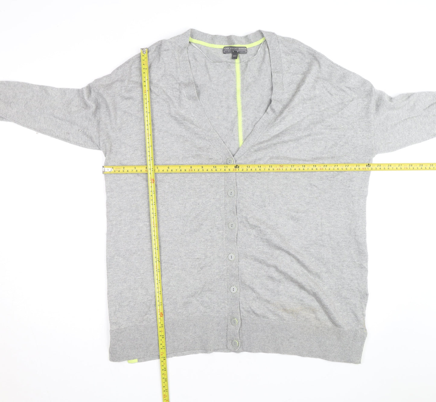 Fenn Wright Manson Grey V-Neck Button Cardigan Women’s Size 18