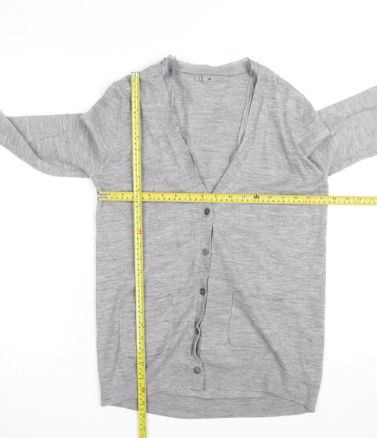 Jigsaw Men Grey Wool V-Neck Button Cardigan M